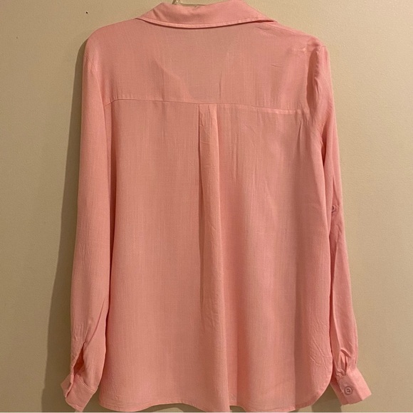 Poetsky Blouse Size Small Women’s Button Up Long Roll Tap Sleeve Shirt - Picture 5 of 10